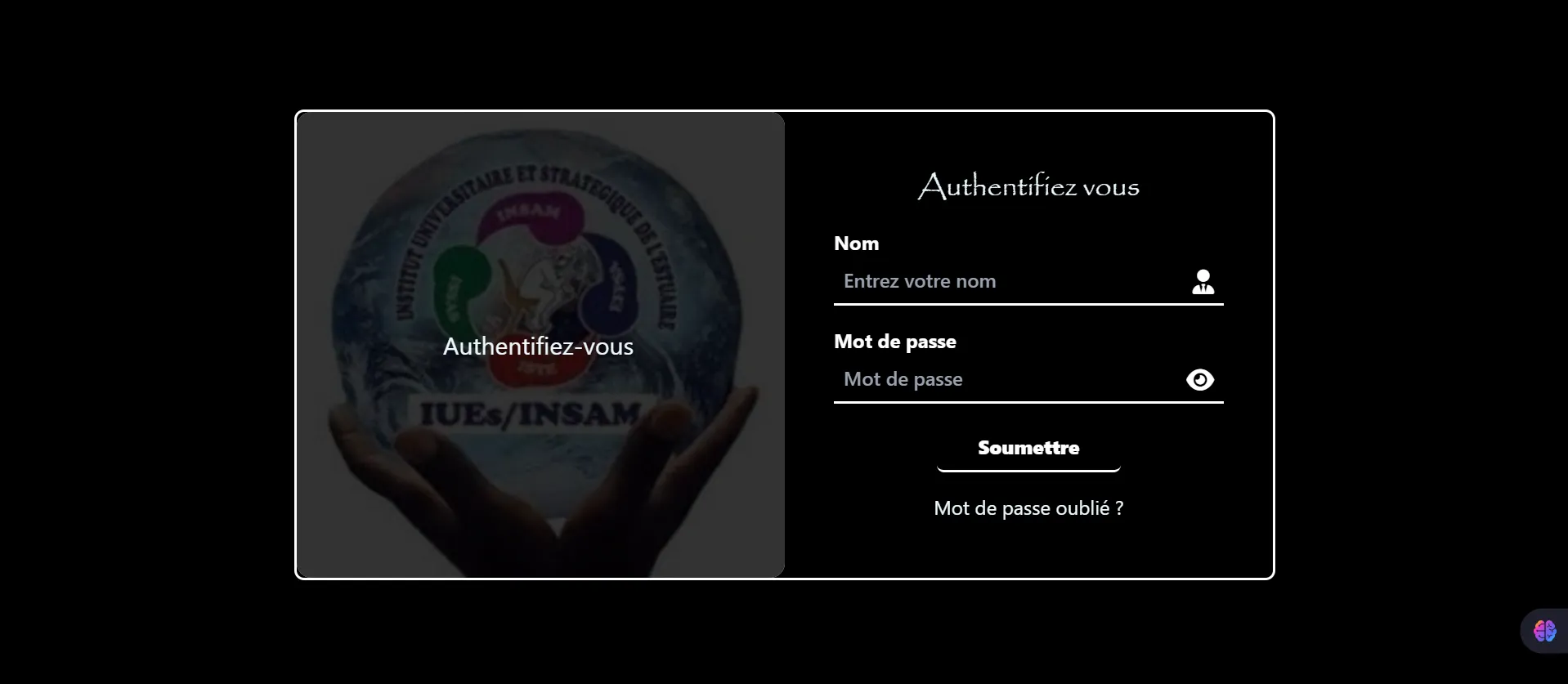 Interface d'authentification
