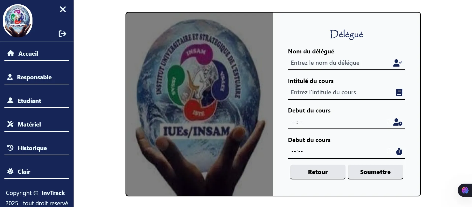 Interface de décharge d'un matériel