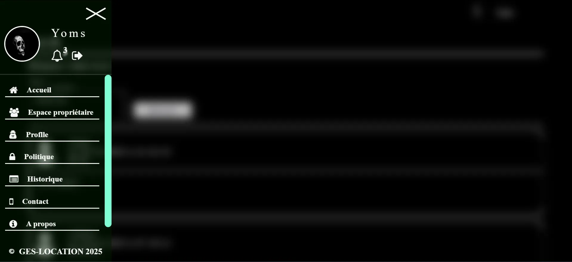 Vue du panneau latéral